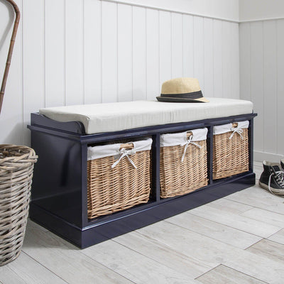 Fyfield 3 Basket Hallway Storage Bench (Midnight Blue) - Laura James